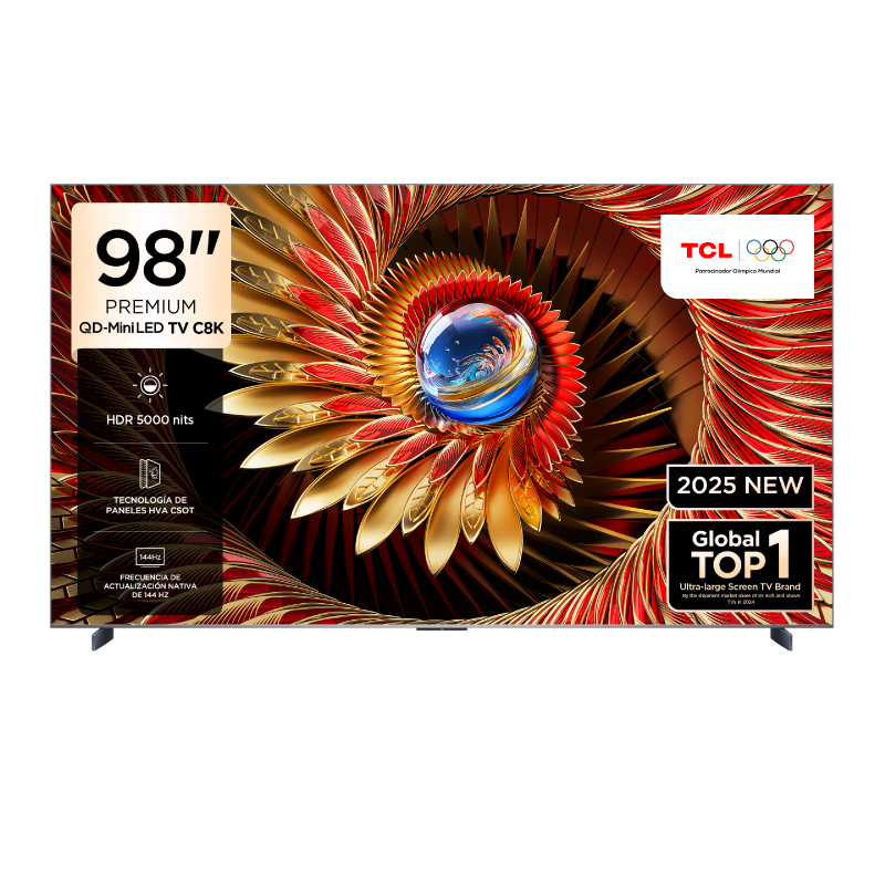 SMART TV TCL 98 98C8K QDMiniLED 4K 144Hz OK Google Control de voz manos libres B